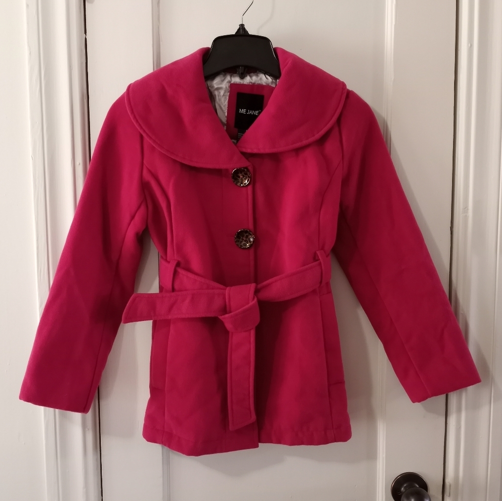 Me Jane Dark Pink Pea Coat Girls Size XL 16 NWT